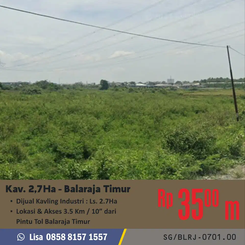 Jual termurah tanah kawasan industri balaraja bisa pabrik gudang