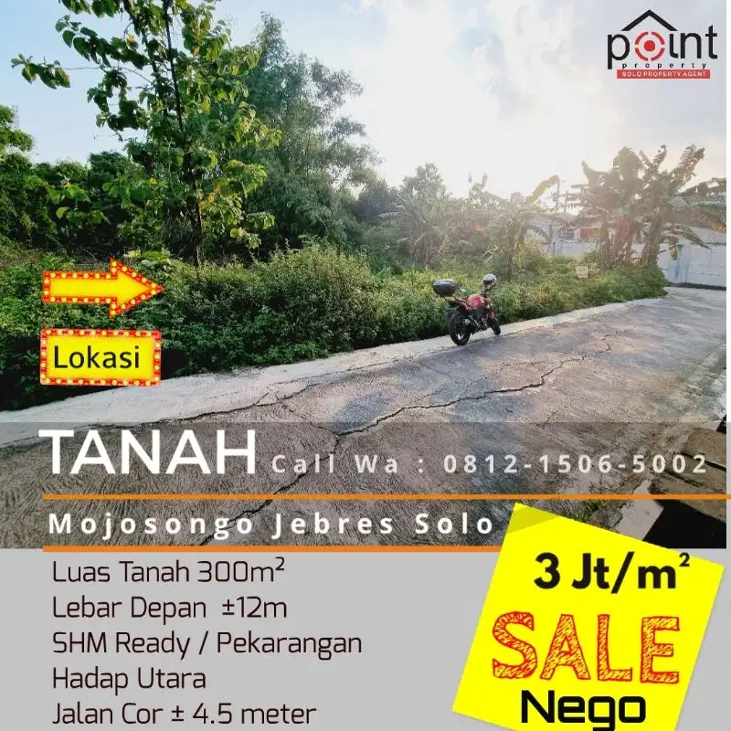 Tanah Ideal Siap Bangun 300m2 Dekat Uderpas Joglo Solo