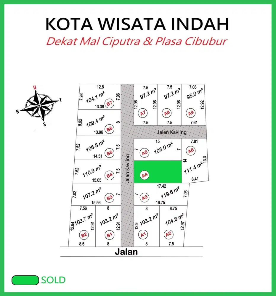 Kavling Dekat Mall Ciputra Cibubur dan Perumahan Cibubur CBD