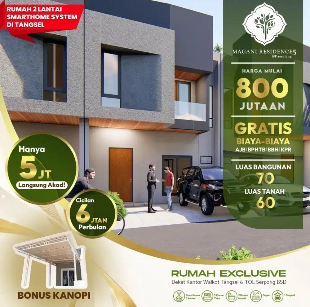 Dekat ke Kantor Walikota Tangsel, Free DP Free Biaya Surat2 Sampai SHm