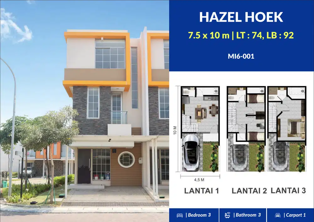 Rumah 3 Lantai hoek Cluster Miami di PIK 2