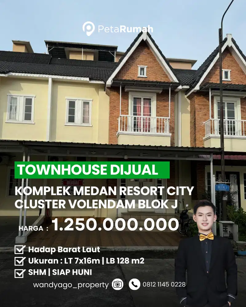 DIJUAL VILLA  KOMPLEK MEDAN RESORT CITY CLUSTER VOLENDAM