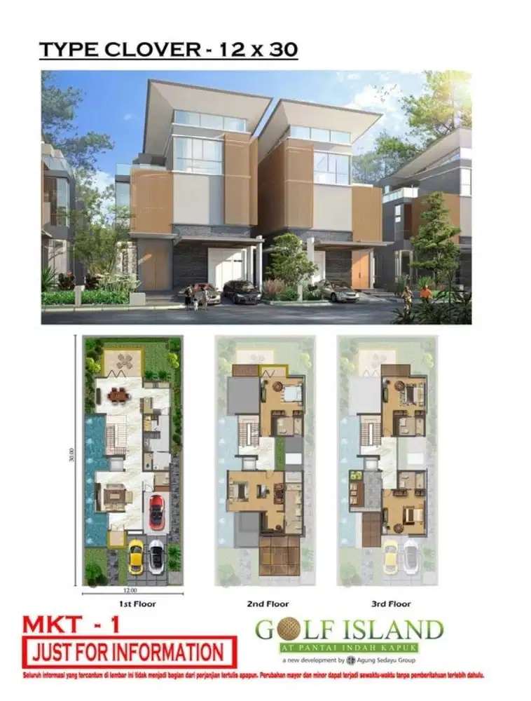 Dijual Rumah Mewah Golf Island PIK 12x30 Clover Cluster Mozart