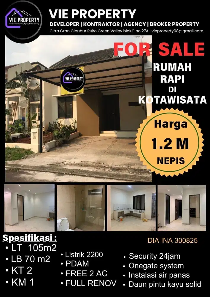 Dijual rumah cantik siap huni kota wisata cibubur