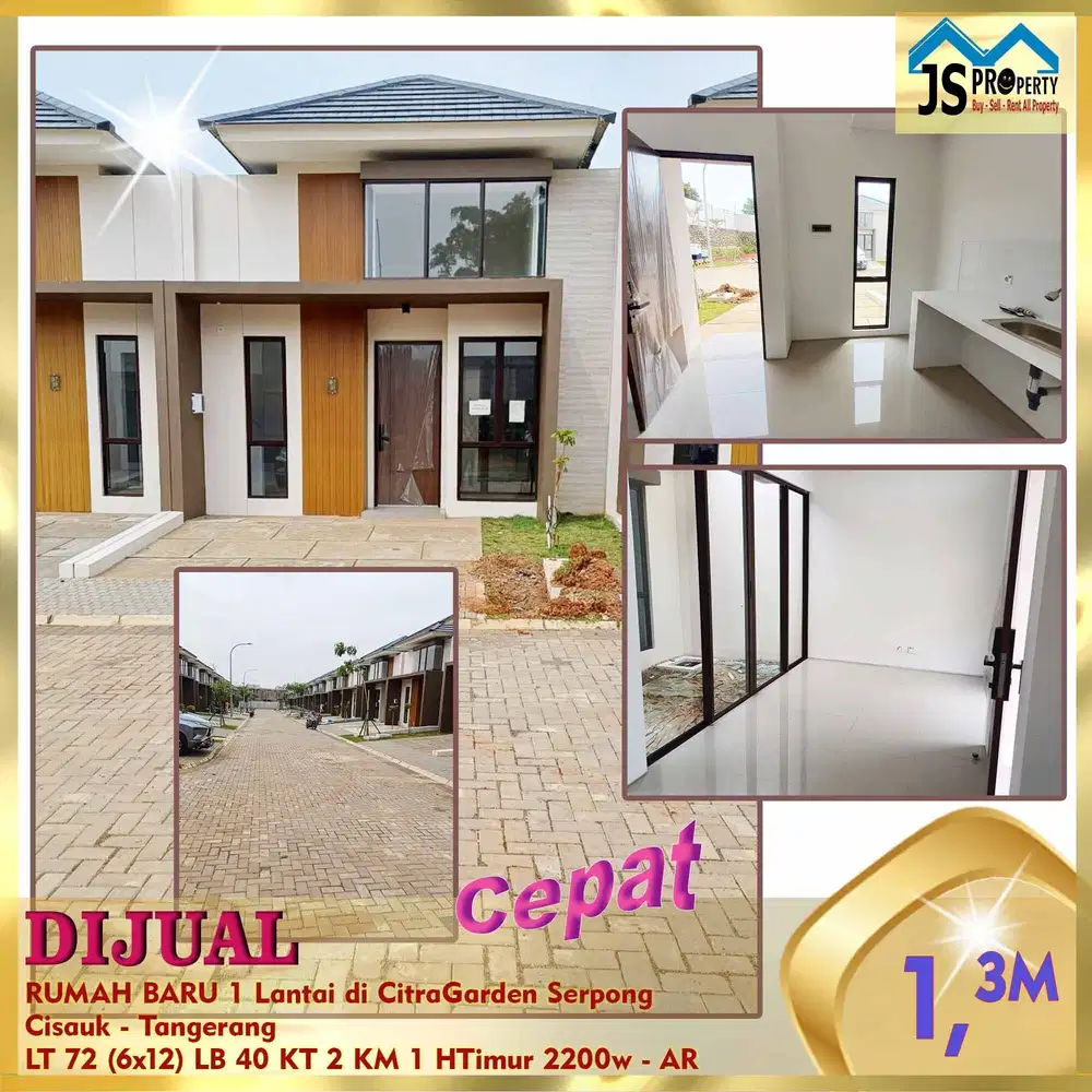 DIJUAL RUMAH BARU 1 Lantai di CitraGarden Serpong Cisauk Tangerang -AR