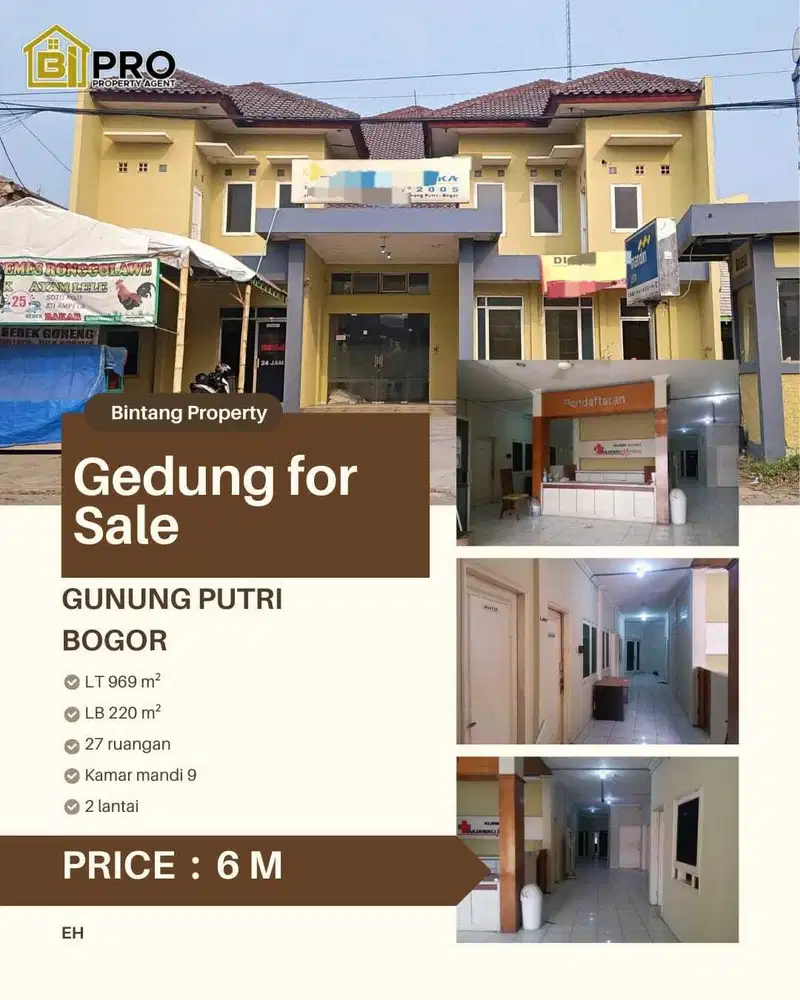DIJUAL GEDUNG BEKAS KLINIK DI JALAN RAYA GUNUNG PUTRI BOGOR