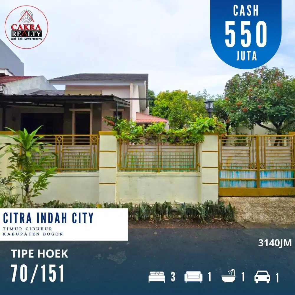 Dijual rumah hook dicitra indah city bogor rumah siap huni