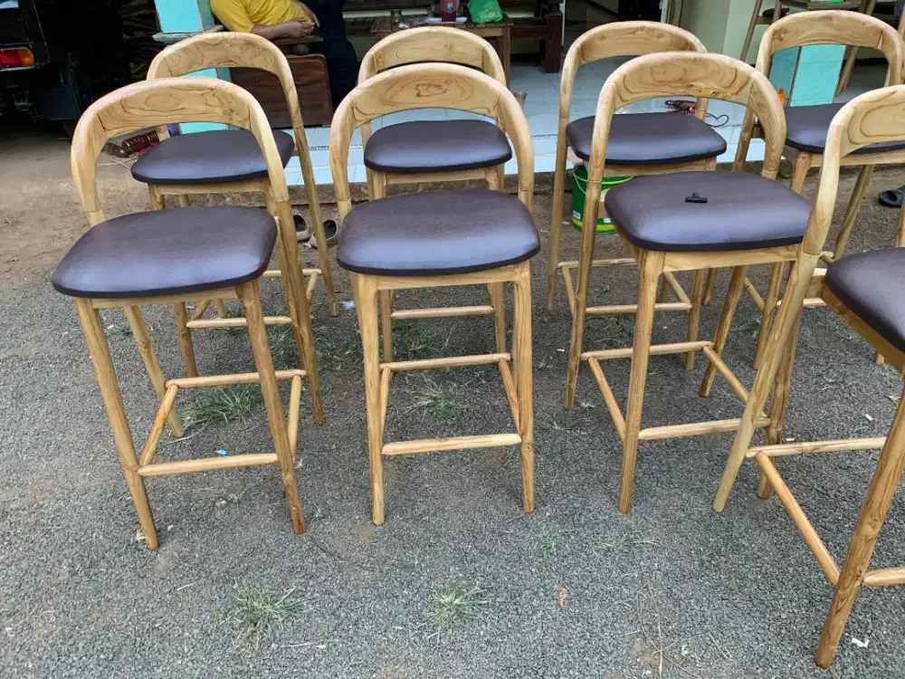 Kursi cafe bar sendok kursi kombinasi jok material bahan kayu jati