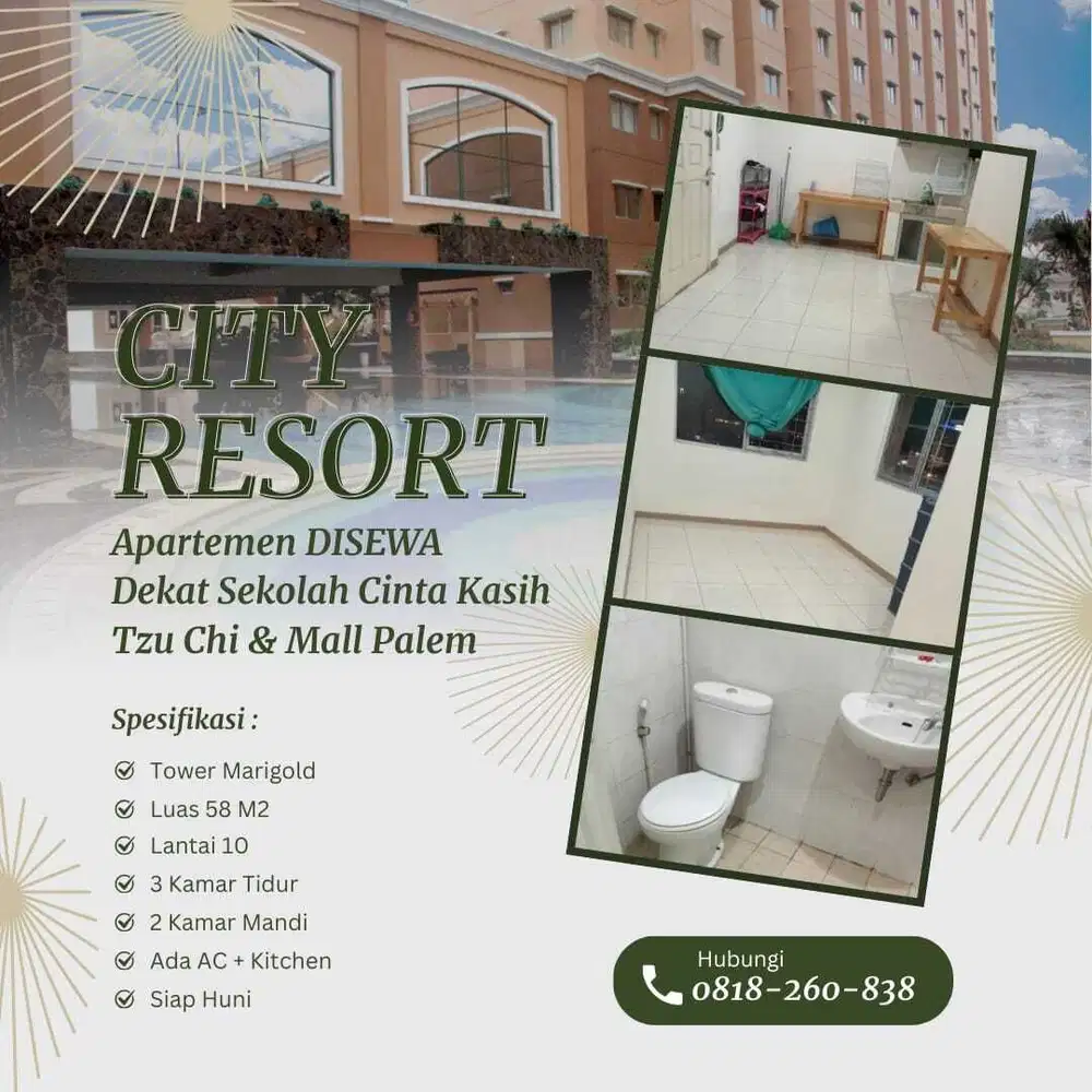 Apartemen City Resort Cengkareng Lantai Rendah 3 Kamar Tidur