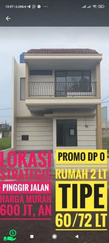 promo Rumah KPR DP 0 Dapat Rumah Mewah 2 Lantai 3 Km Tidur