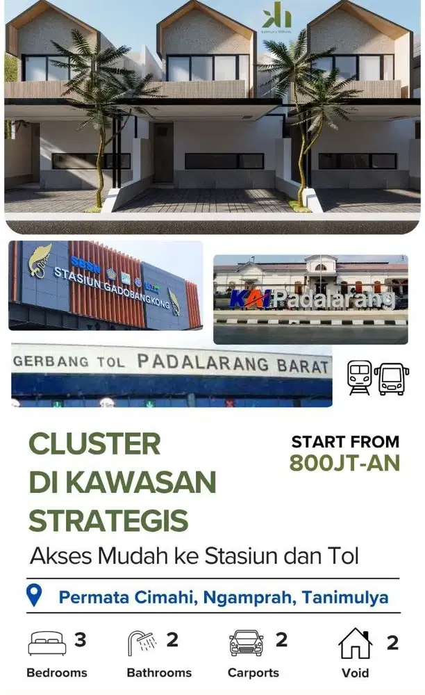 Dekat St. Gadobangkong! Rumah Baru 3 KTidur di Permata Cimareme Cimahi
