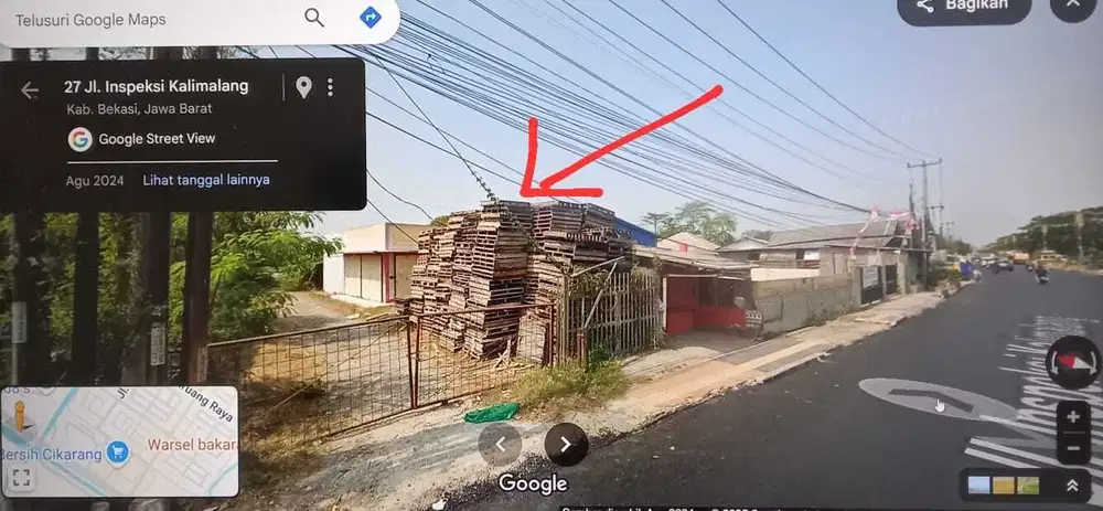 Dijual Gudang +Tanah di Jl Inspeksi Kalimalang Cikarang