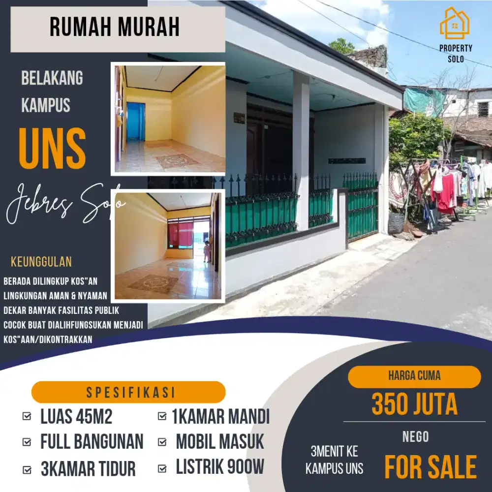 Rumah 45 belakang UNS jebres solo