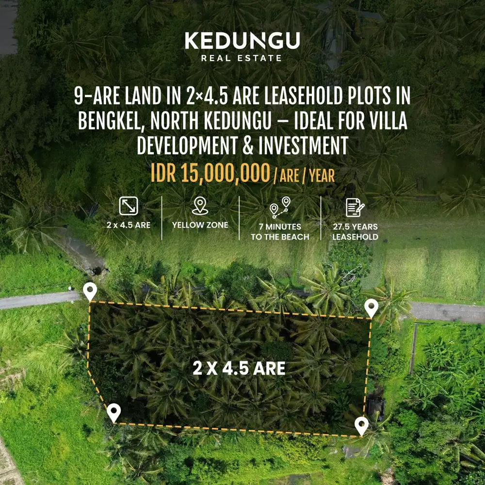 9-Are Land in Bengkel, North Kedungu – Ideal for Villa Development
