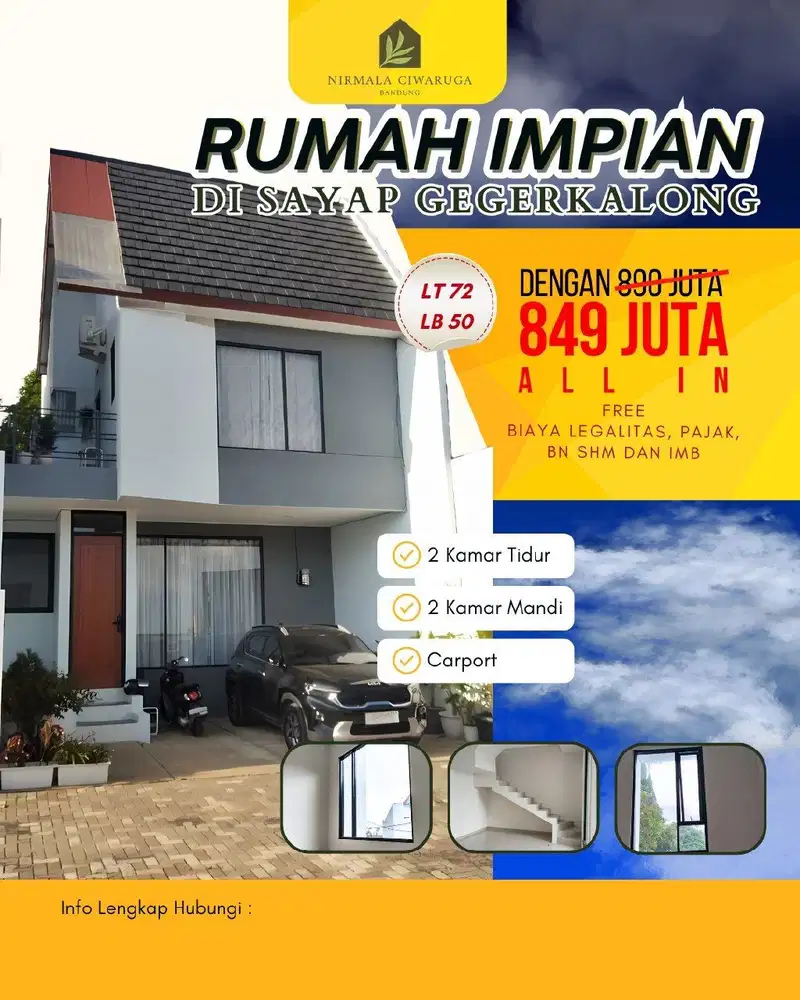 Rumah 800 jutaan 2 lantai di ciwaruga atas dkt lembang dan gegerkalong