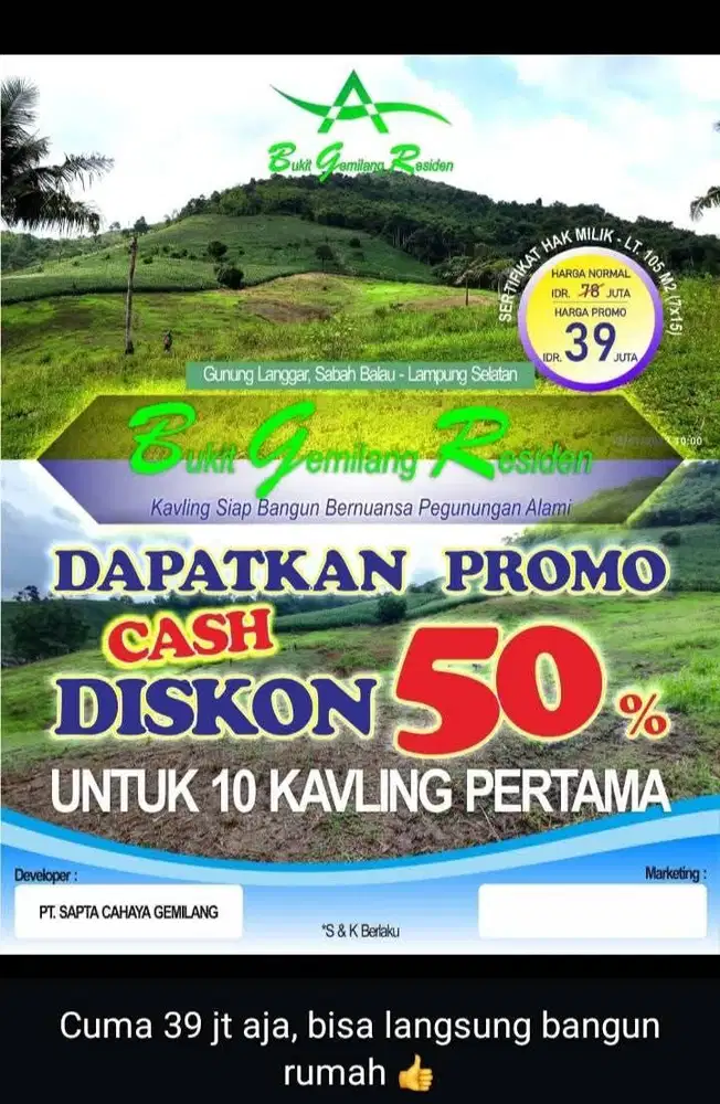 TANAH KAVLING MURAH PROMO 10UNIT PERTAMA