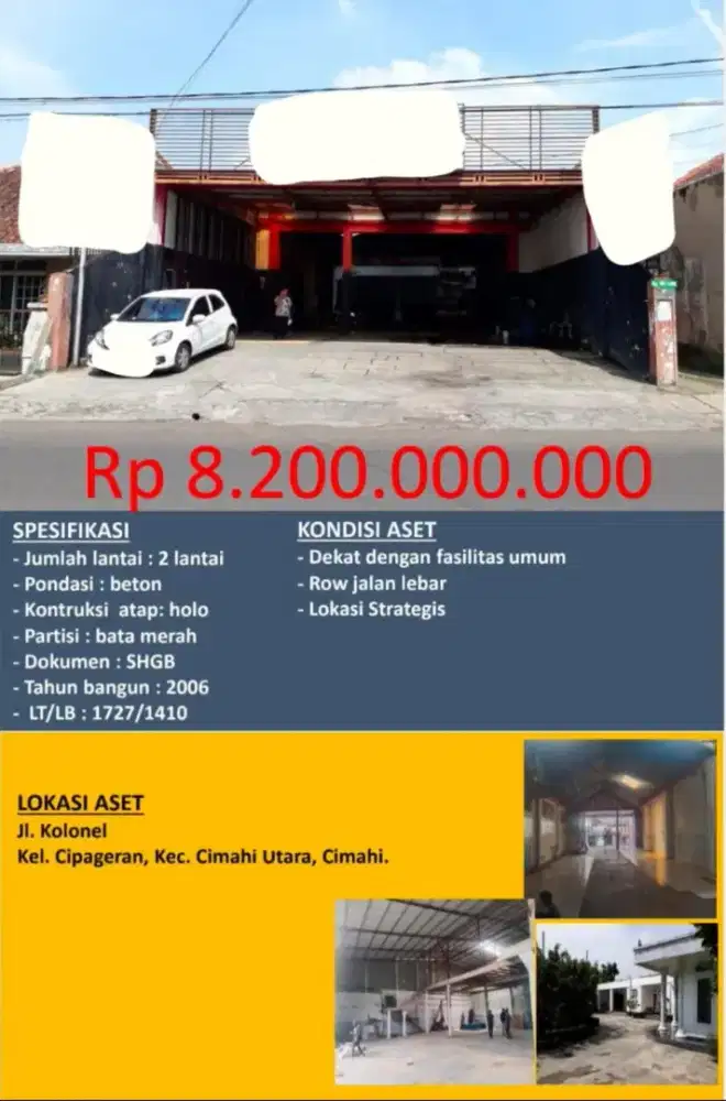 Dijual Ruko Jl Kolonel Cipageran Cimahi Utara