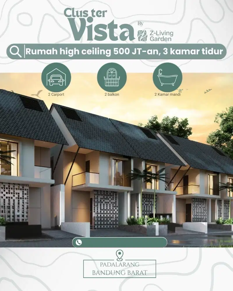Dijual rumah 2 lantai 3 kamar tidur di Padalarang view pegunungan