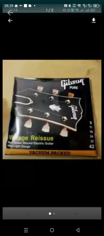 Senar gitar listrik gibson 1set