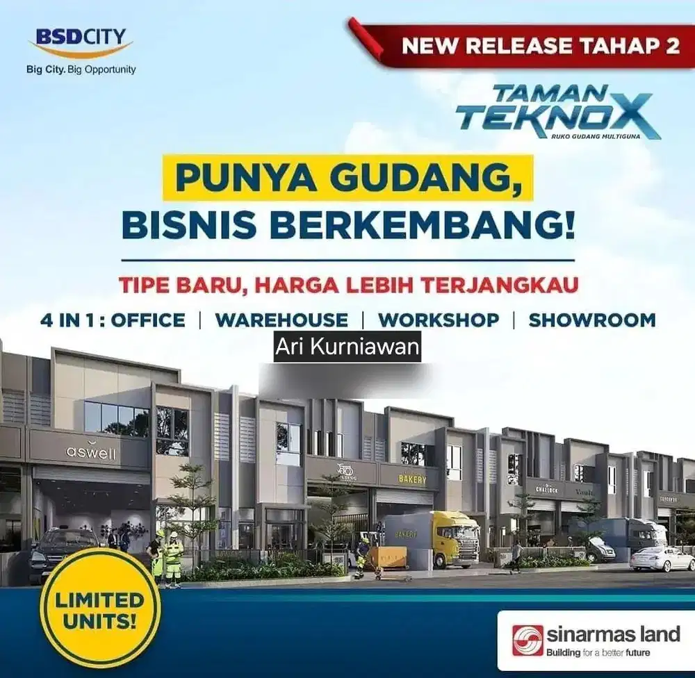 Gudang multiguna TAMAN TEKNO X bsd city potensi sewa 400jt full demand
