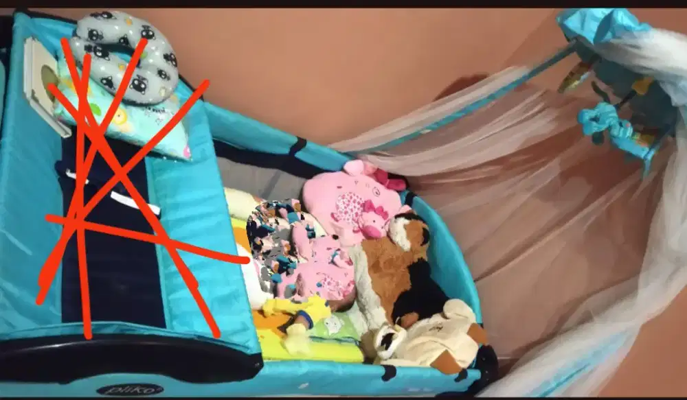 Tempat tidur bayi merk pliko bisa dilipat