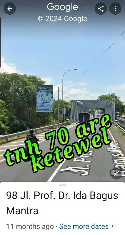 Dijual lahan 70a di jalan raya bay pas I B Mantra Ketewel Bali