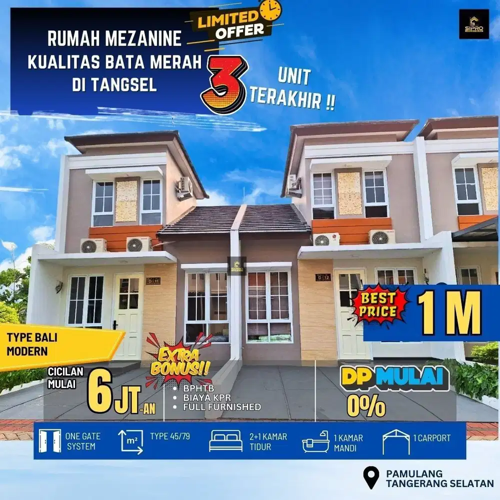 Rumah Model Bali Style di Bambu Apus Pamulang pinggir jalan raya