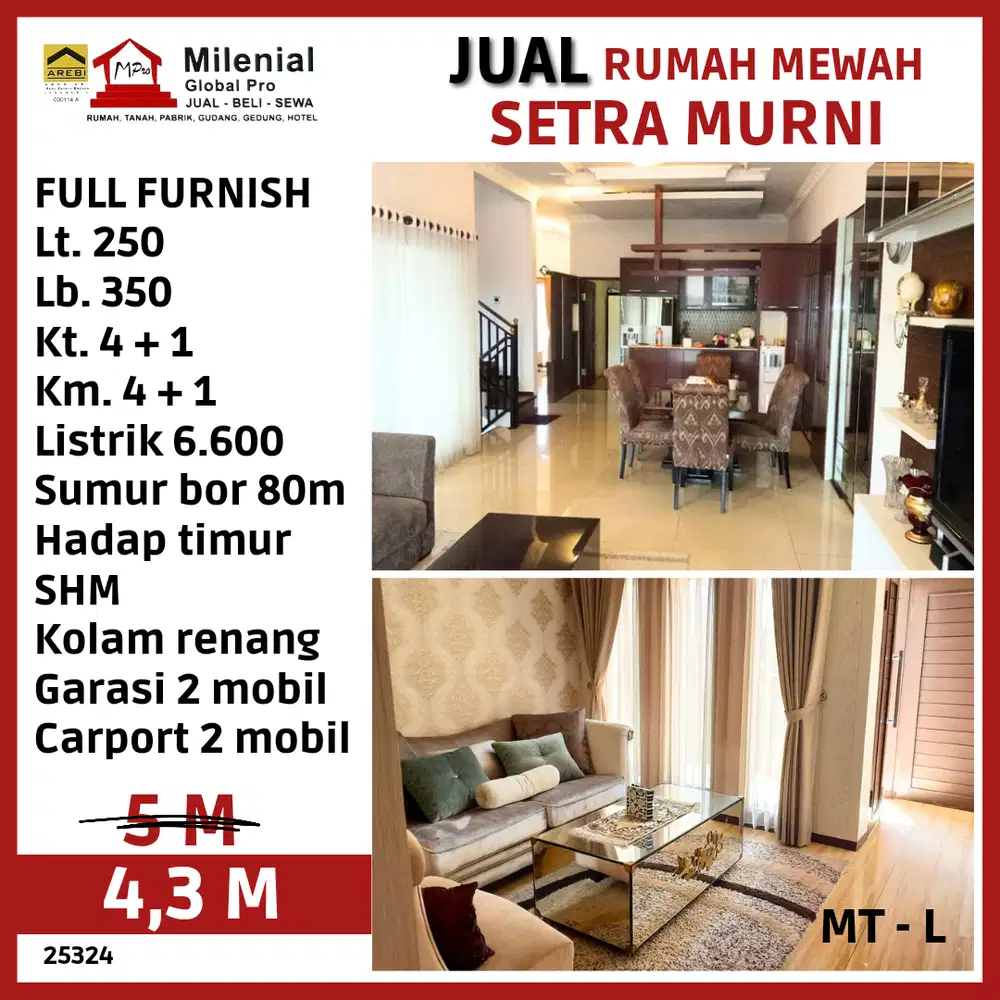 RUMAH MEWAH FULL FURNISH SETRA MURNI