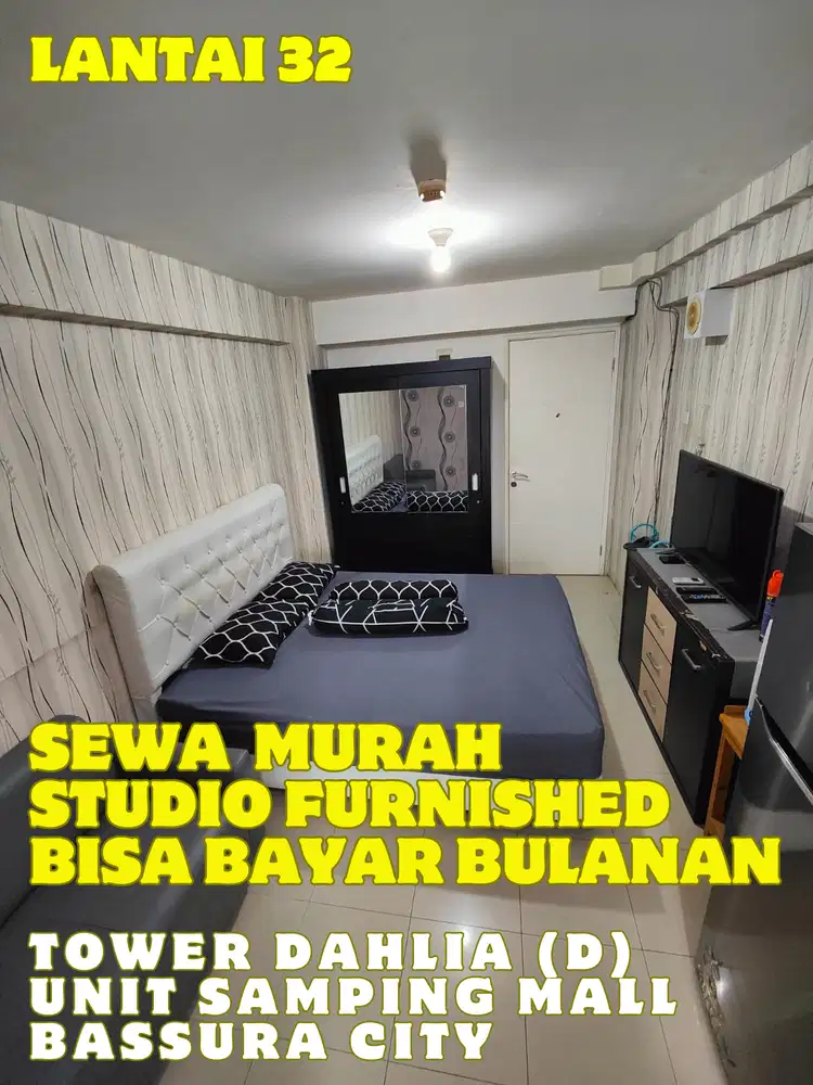 SEWA MURAH BISA BAYAR BULANAN STUDIO TOWER D APARTEMEN BASSURA CITY