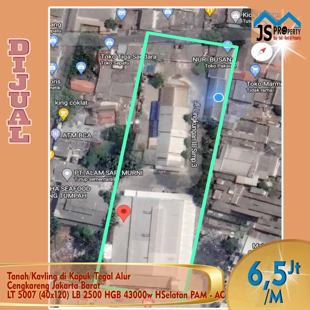 DIJUAL Tanah/Kavling  dan bangunan di  Tegal Alur Cengkareng Jakarta Barat - AC