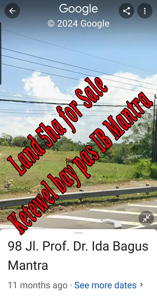 Dijual Tnh 5ha di pinggir Jln raya Bay Pas IB  Mantra ketewel Bali