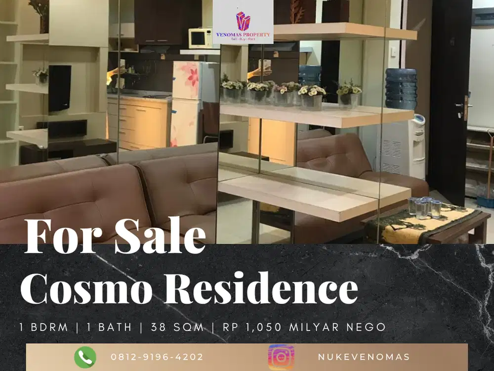 Dijual Apartemen Cosmo Residence 1BR Fully Furnished High Floor