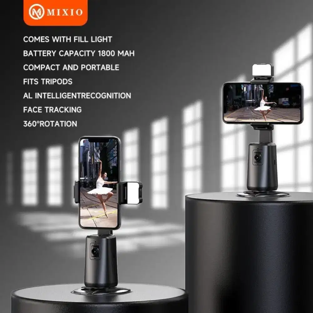 Mixio A200 Auto Face Tracking Gimbal Handphone Stabilizer 360 derajat