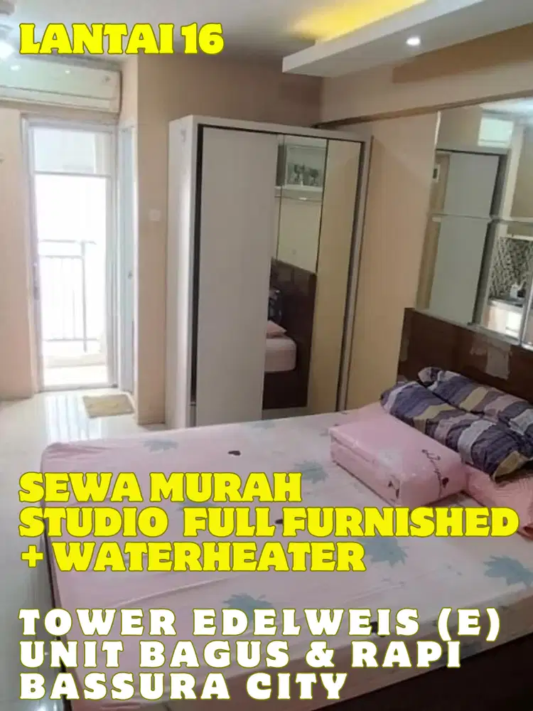 SEWA 3 BULAN STUDIO FURNISHED + WATERHEATER TOWER E APART BASSURA CITY