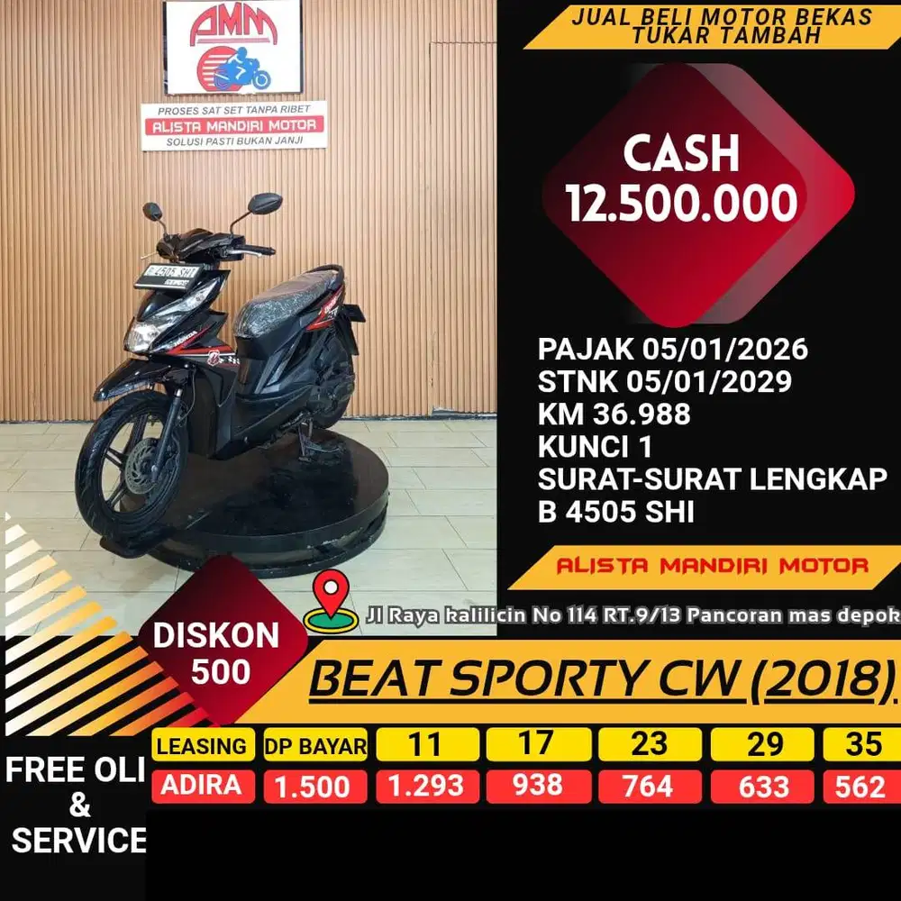 HONDA BEAT SPORTY CW TH 2018 BISA CASH / KREDIT / TUKAR TAMBAH