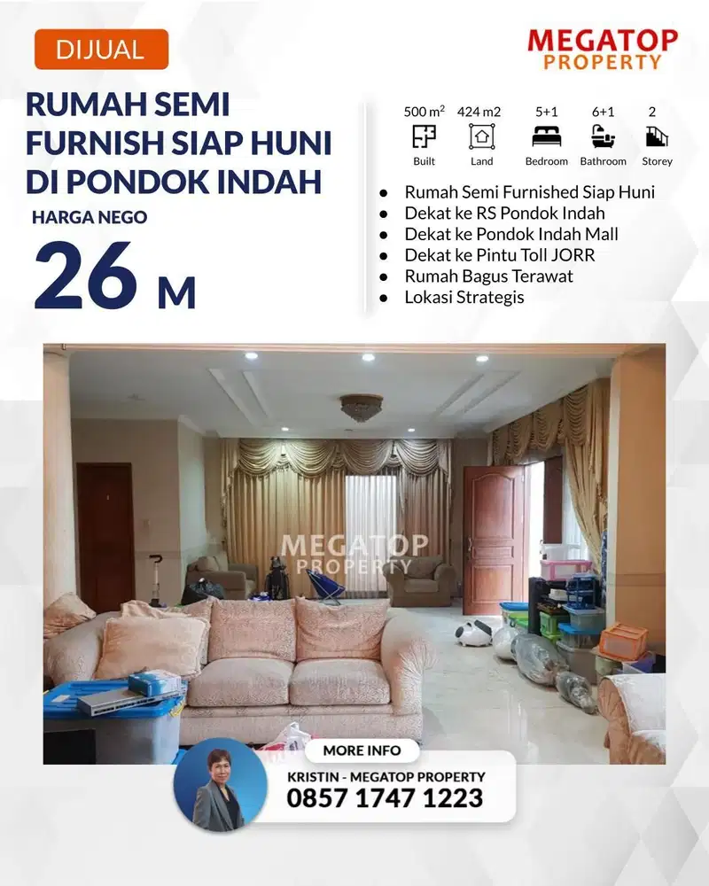 Rumah Dijual di Pondok Indah Jakarta Selatan Dekat Ke Toll JORR