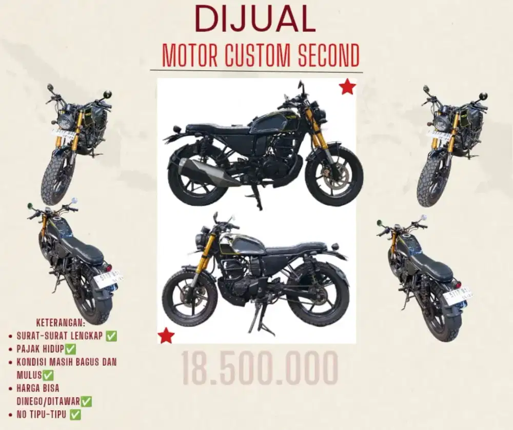 DIJUAL MOTOR CUSTOM SECOND MULUS DAN BAGUS RANGKA MESIN BYSON