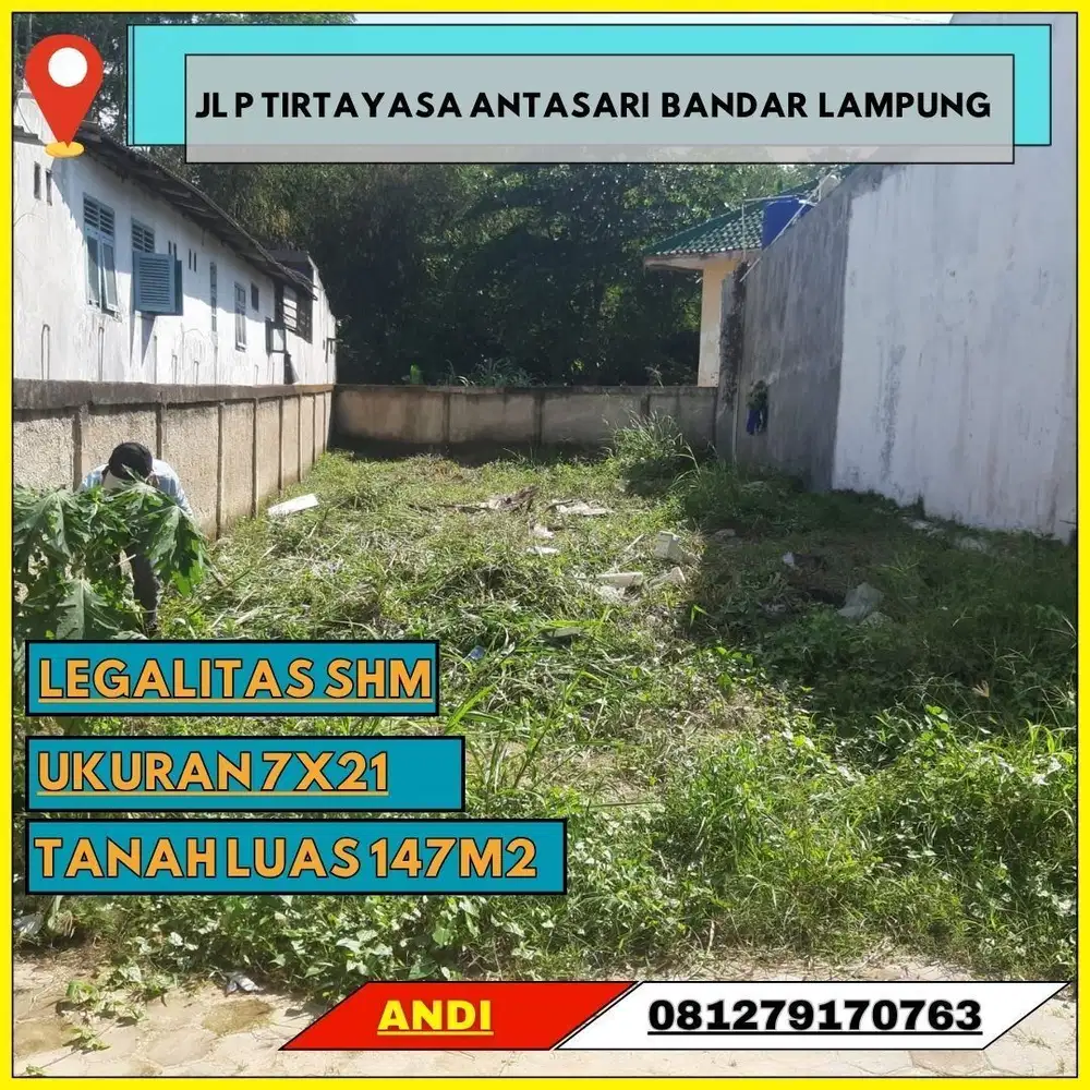 DI JUAL TANAH MURAH 147 M2 LEGALITAS SHM LOKASI STRATEGIS SIAP BANGUN
