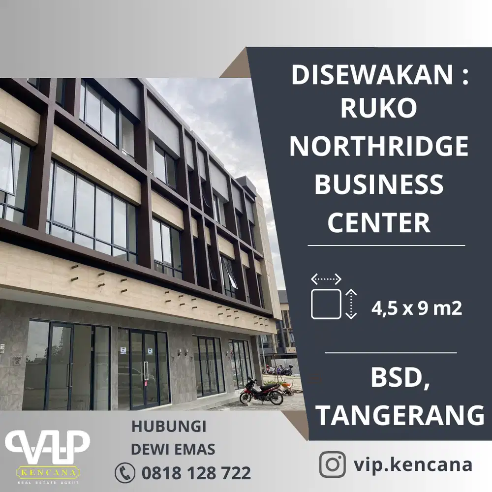 DISEWAKAN: Ruko Northridge Business Center, BSD, Tangerang, Banten