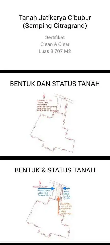 Dijual tanah di raya transyogi cibubur, samping citra grand