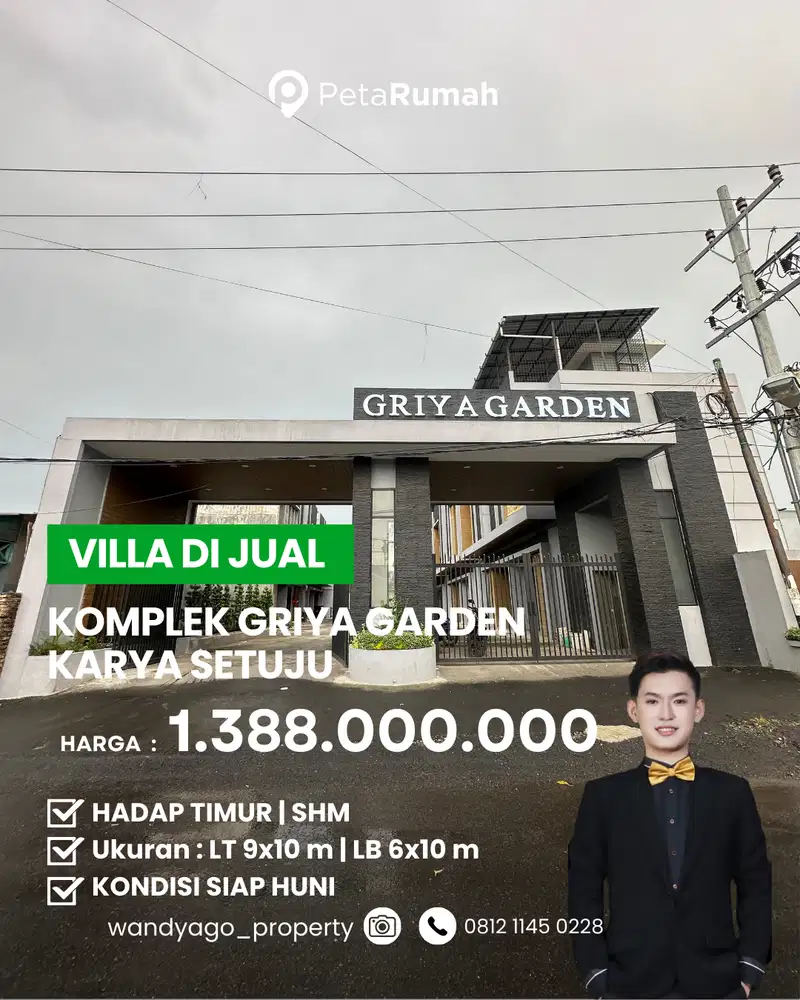 DI JUAL VILLA SIAP HUNI DI KOMPLEK GRIYA GARDEN JL KARYA SETUJU