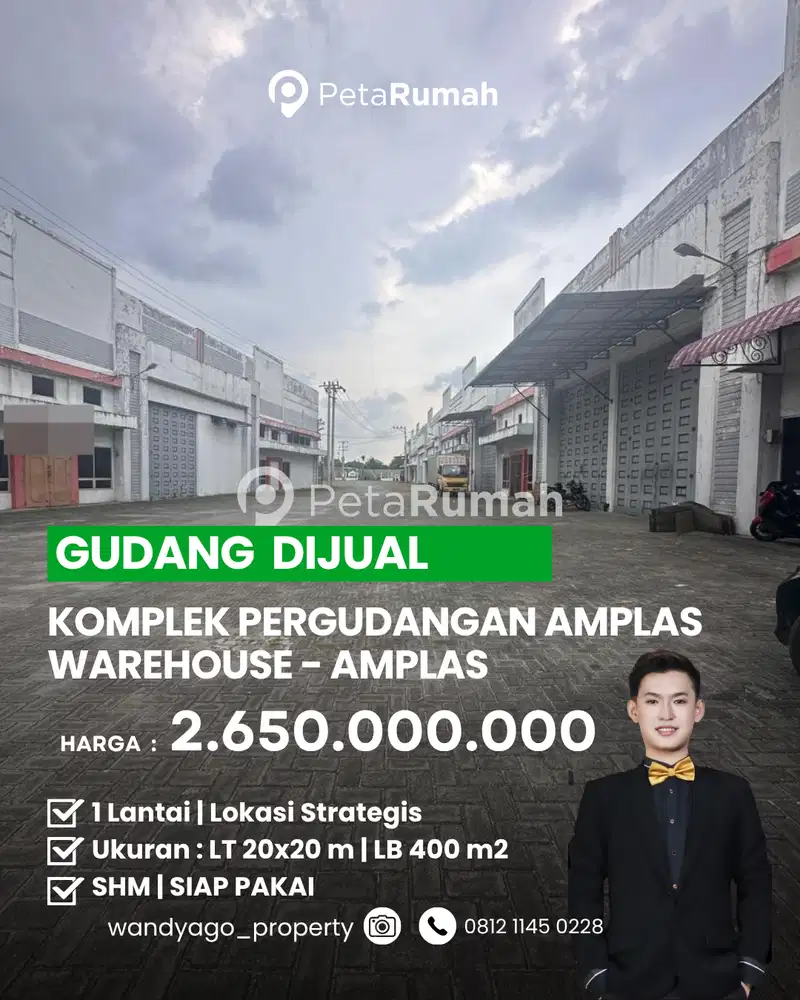 DIJUAL GUDANG SHM KOMPLEK PERGUDANGAN AMPLAS WAREHOUSE - AMPLAS