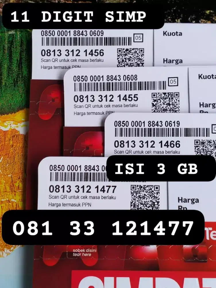 NOMOR CANTIK 11 DIGIT TELKOMSEL KUOTA 3 GB.