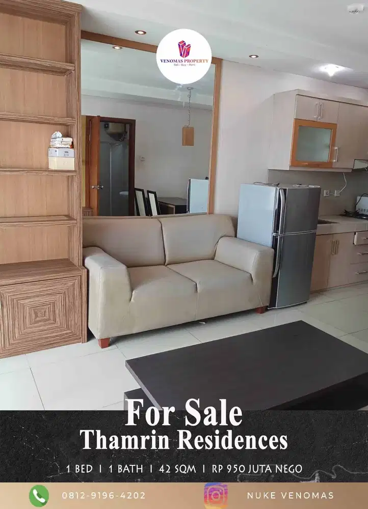 Jual Apartemen Thamrin Residence 1 Bedroom Tipe L Furnished