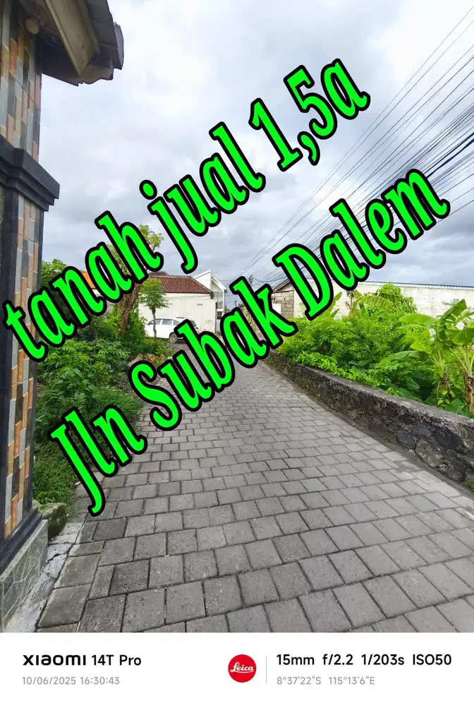 Dijual Tanah 1,5a di Jln Subak Dalem Gatsu Tengah Denpasar Bali