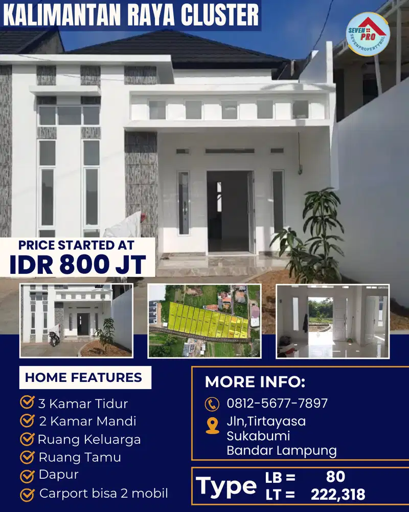 Rumah cluster mewah Tanah luas