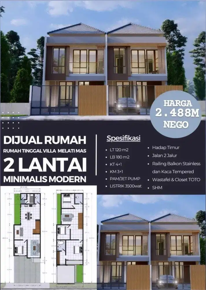 Di Jual Rumah di Villa Melati Mas SR - BSD City, Tangerang Selatan