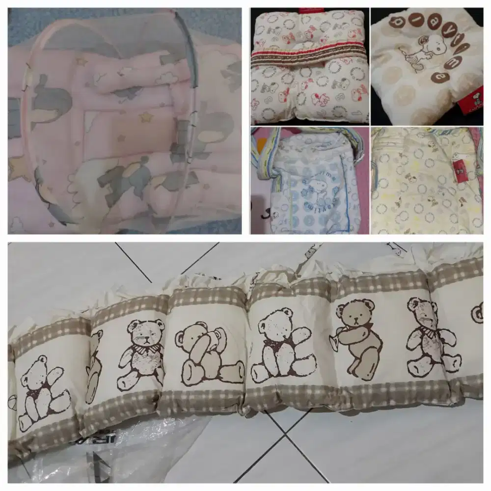Perlengkapan bayi,kasur kelambu,bumperbox bayi,tas&bantal siku snoppy