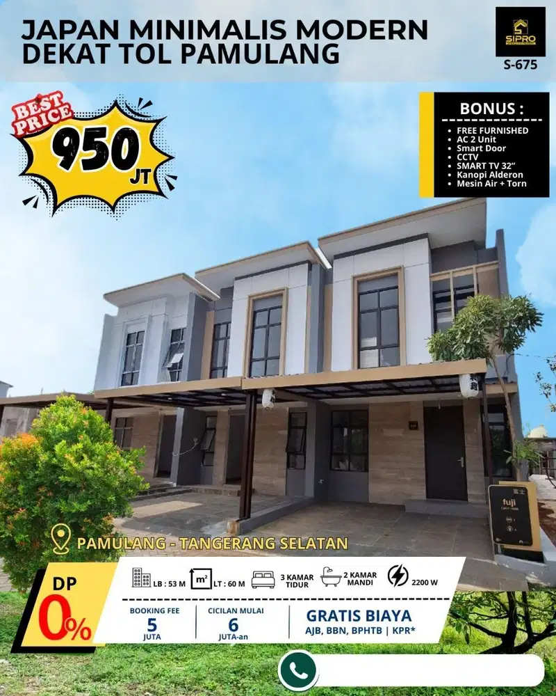 Rmh Cluster 2 Lt Dp 5 Jt All in Free Furnish dan subsidi Angs 3 thn