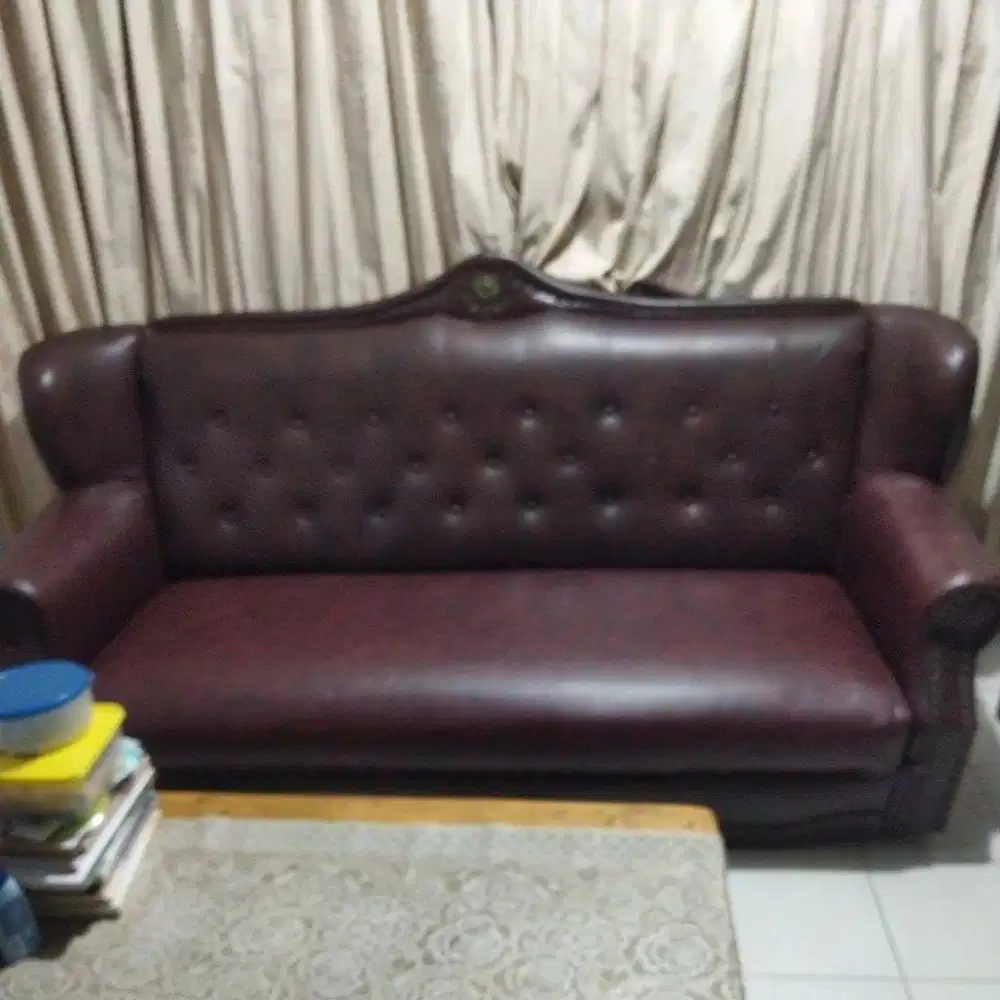 sofa bekas 3,2,1 seater per busa kulit oscar